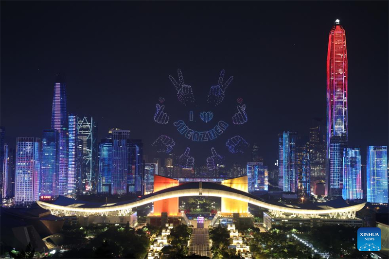 Διοργαν?θηκε σ?ου με drones για τον εορτασμ? τη? 45η? επετε?ου τη? ειδικ?? οικονομικ?? ζ?νη? τη? π?λη Σεντζ?ν