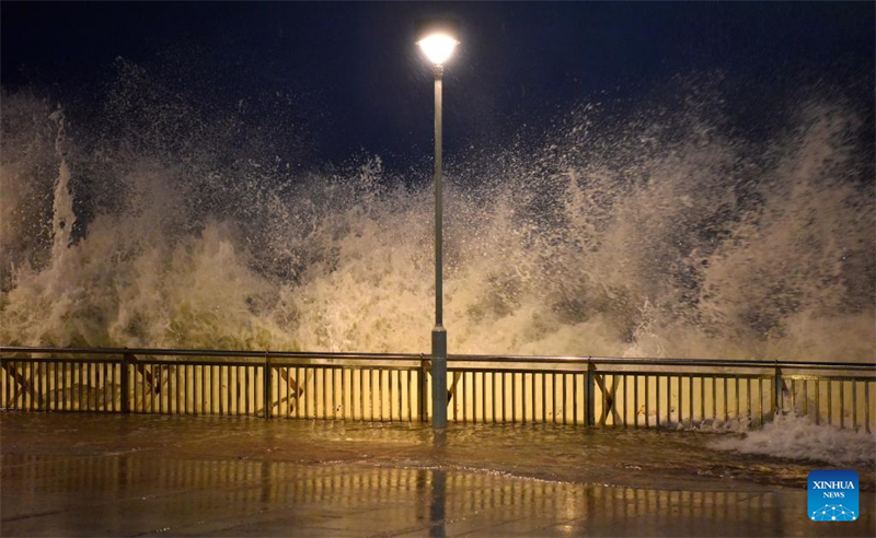 Κ?ματα σκ?νε π?νω στην ακτ? στο Χονγκ Κονγκ, ν?τια Κ?να, 23 Σεπτεμβρ?ου 2025. (Φωτογραφ?α / Xinhua)