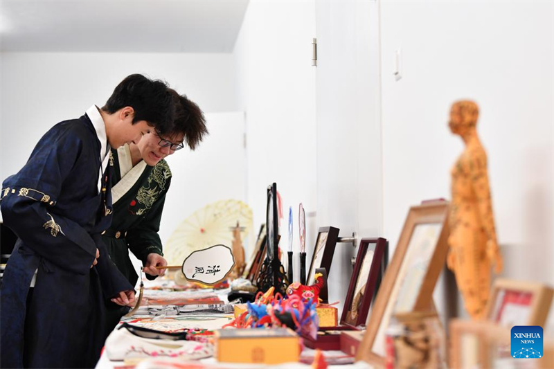 Παρευρισκ?μενοι παρακολουθο?ν εκθ?ματα σε μια πολιτιστικ? εκδ?λωση με θ?μα την ?υλη πολιτιστικ? κληρονομι? τη? Κ?να? στη Ζυρ?χη τη? Ελβετ?α?, στι? 26 Οκτωβρ?ου του 2025. (Φωτογραφ?α / Xinhua)